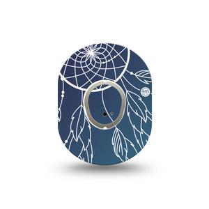 ExpressionMed Blue Dreamcatcher Dexcom G7 Mini Tape, Dexcom Stelo Glucose Biosensor System, Single Tape and Single Sticker Royal blue Dreamcatcher, Patch Continuous Glucose Monitor Design