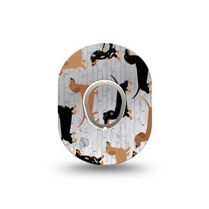 ExpressionMed Dancing Dachshunds Dexcom G7 Mini Tape and Sticker Playful Dogs, CGM Fixing Ring Patch Design, Dexcom Stelo Glucose Biosensor System