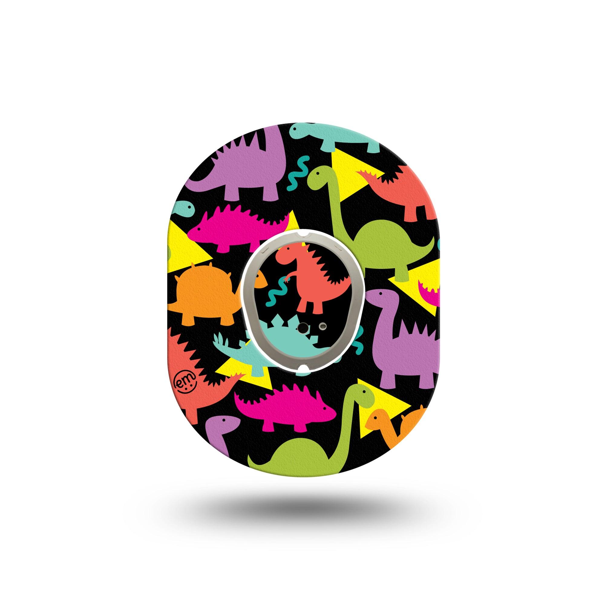 ExpressionMed Delightful Dinos Dexcom G7 Mini Tape, Dexcom Stelo Glucose Biosensor System, Single Tape and Single Sticker, Colorful Dinosaurs, Patch Continuous Glucose Monitor Design