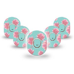 ExpressionMed Meditation Lotus Dexcom G7 Mini Tape, Dexcom Stelo Glucose Biosensor System, 5-Pack Tape and 5-Pack Sticker Calm Lotus, Patch Continuous Glucose Monitor Design