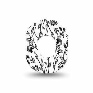 ExpressionMed Custom Black and White Floral Dexcom G7 Mini Tape Noir Florals, CGM Adhesive Patch Design, Dexcom Stelo Glucose Biosensor System