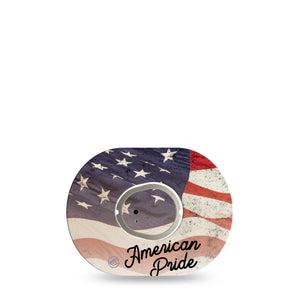 ExpressionMed American Pride Dexcom G7 Mini Tape, Dexcom Stelo Glucose Biosensor System, Single Tape and Single Sticker, National Flag, Patch Continuous Glucose Monitor Design
