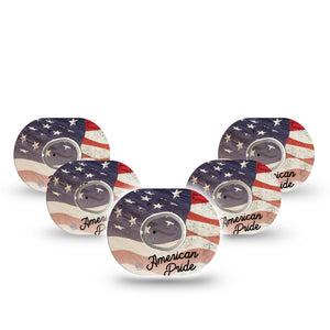 ExpressionMed American Pride Dexcom G7 Mini Tape, Dexcom Stelo Glucose Biosensor System, 5-Pack Tape and 5-Pack Sticker, National Flag, Patch Continuous Glucose Monitor Design