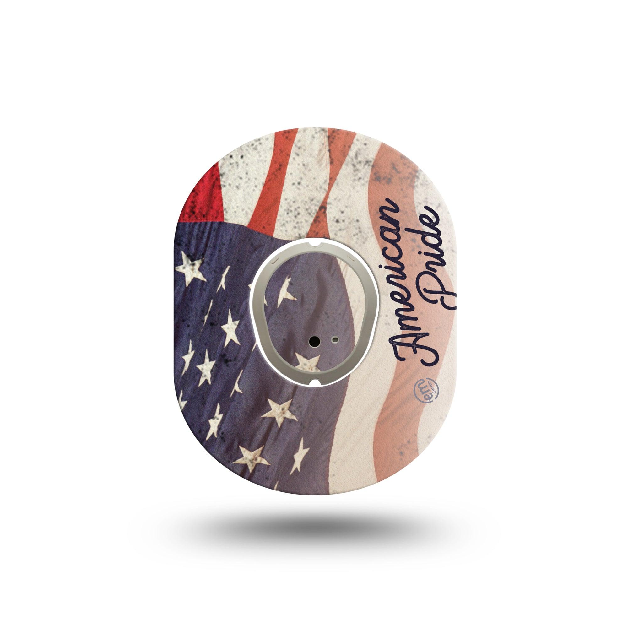 ExpressionMed American Pride Dexcom G7 Mini Tape, Dexcom Stelo Glucose Biosensor System, Single Tape and Single Sticker, National Flag, Patch Continuous Glucose Monitor Design