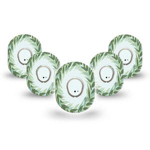 ExpressionMed Mint Dexcom G7 Mini Tape, Dexcom Stelo Glucose Biosensor System, 5-Pack Tape and 5-Pack Sticker, Leaf Crown, Patch Continuous Glucose Monitor Design