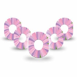 ExpressionMed Daisy Dexcom G7 Mini Tape 5-Pack Pink and Purple Petal Floral, CGM Fixing Ring Patch Design, Dexcom Stelo Glucose Biosensor System