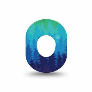 ExpressionMed Pine Trees Dexcom G7 Mini Tape, Dexcom Stelo Glucose Biosensor System, Single Tape, Forest Silhouette, CGM Fixing Ring Patch Design, Dexcom Stelo Glucose Biosensor System
