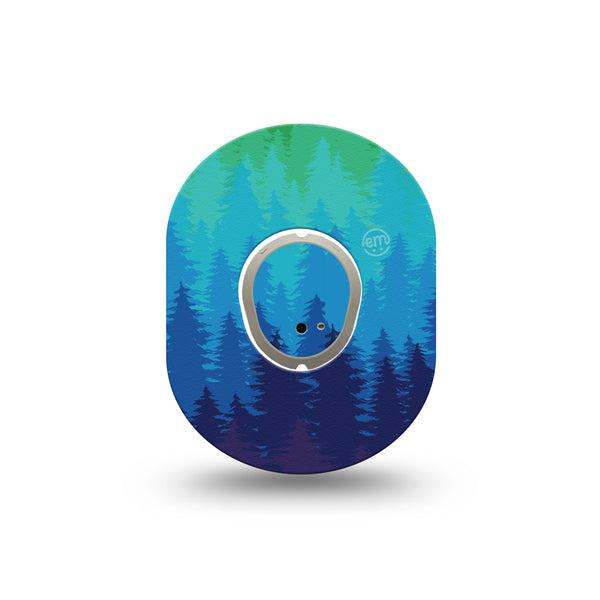 ExpressionMed Pine Trees Dexcom G7 Mini Tape, Dexcom Stelo Glucose Biosensor System, Single Tape and Single Sticker, Forest Silhouette, Patch Continuous Glucose Monitor Design