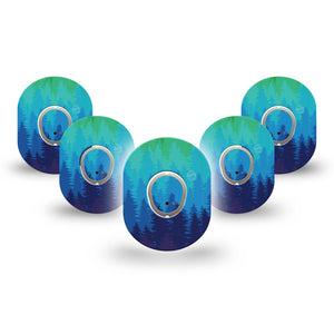 ExpressionMed Mint Dexcom G7 Mini Tape, Dexcom Stelo Glucose Biosensor System, 5-Pack Tape and 5-Pack Sticker, Tree Silhouettes, Patch Continuous Glucose Monitor Design