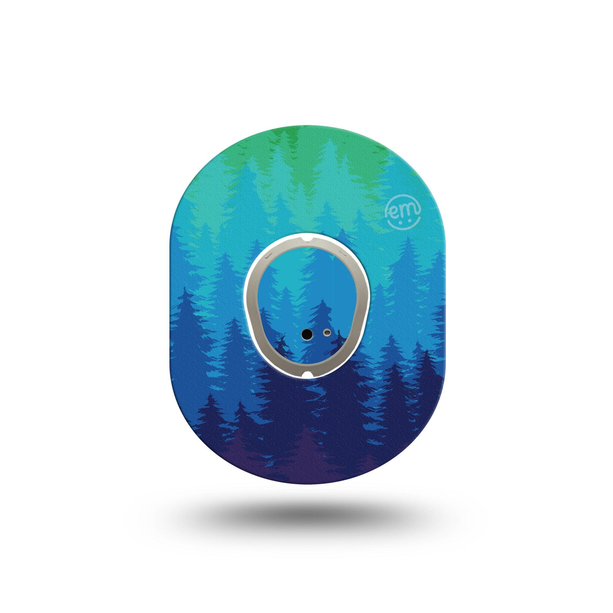 ExpressionMed Pine Trees Dexcom G7 Mini Tape, Dexcom Stelo Glucose Biosensor System, Single Tape and Single Sticker, Forest Silhouette, Patch Continuous Glucose Monitor Design