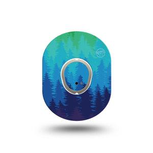 ExpressionMed Pine Trees Dexcom G7 Mini Tape, Dexcom Stelo Glucose Biosensor System, Single Tape and Single Sticker, Forest Silhouette, Patch Continuous Glucose Monitor Design