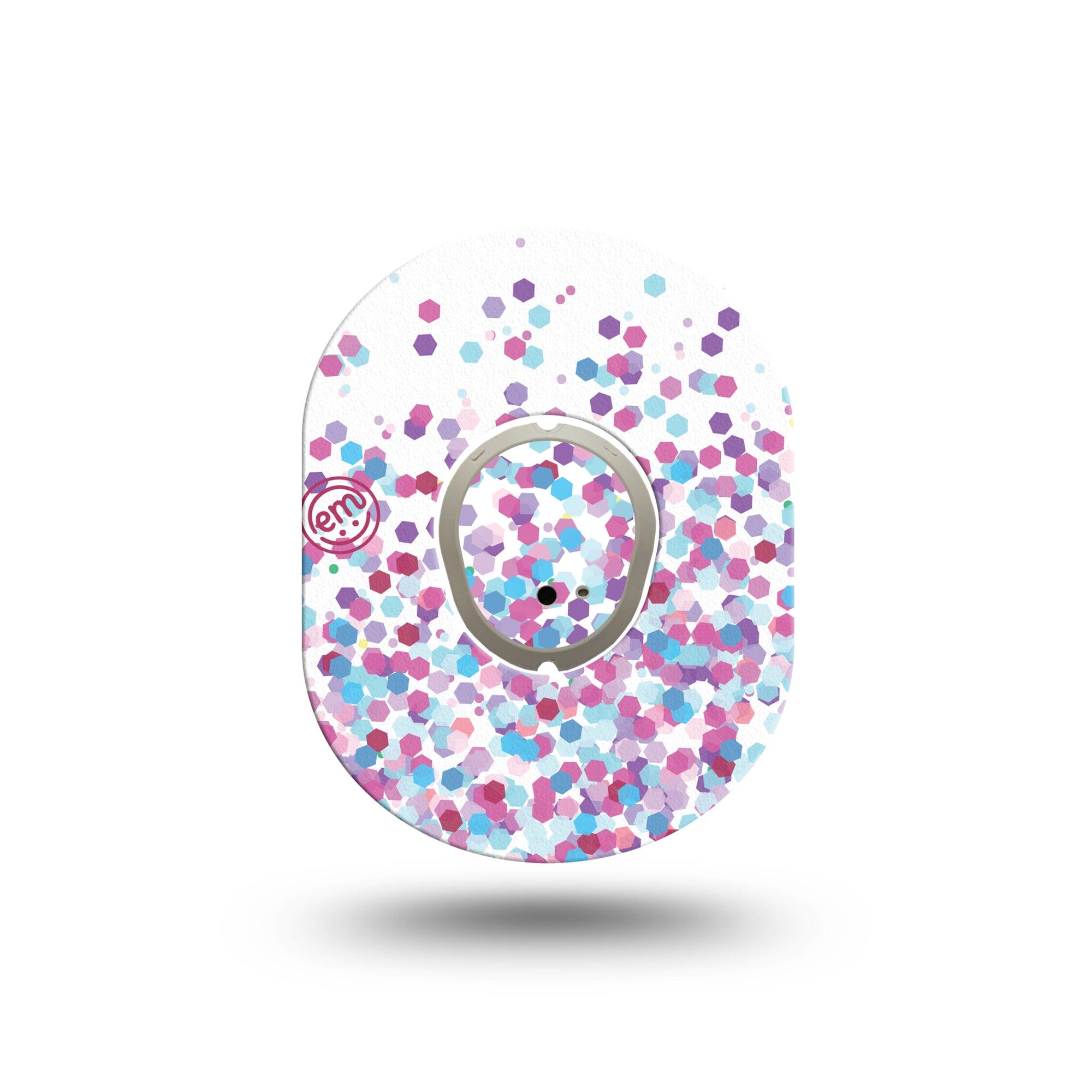 ExpressionMed Confetti Dexcom G7 Mini Tape, Dexcom Stelo Glucose Biosensor System, Single Tape and Single Sticker, Colorful Confettis, Patch Continuous Glucose Monitor Design