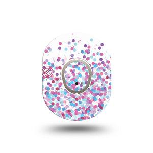 ExpressionMed Confetti Dexcom G7 Mini Tape, Dexcom Stelo Glucose Biosensor System, Single Tape and Single Sticker, Colorful Confettis, Patch Continuous Glucose Monitor Design