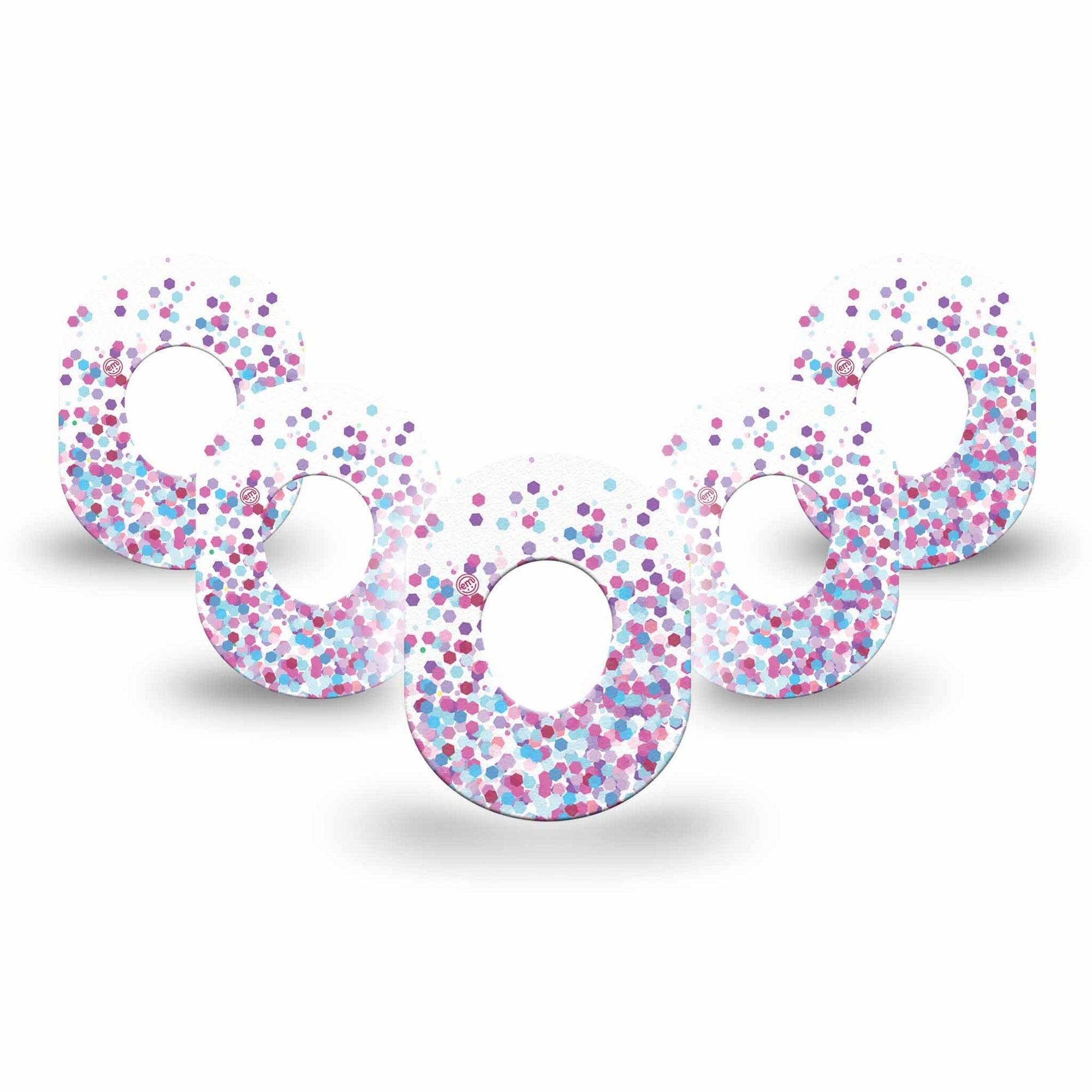 ExpressionMed Confetti Dexcom G7 Mini Tape, Dexcom Stelo Glucose Biosensor System, 5-Pack Tape, Colored Small Papers, CGM Plaster Patch Design, Dexcom Stelo Glucose Biosensor System