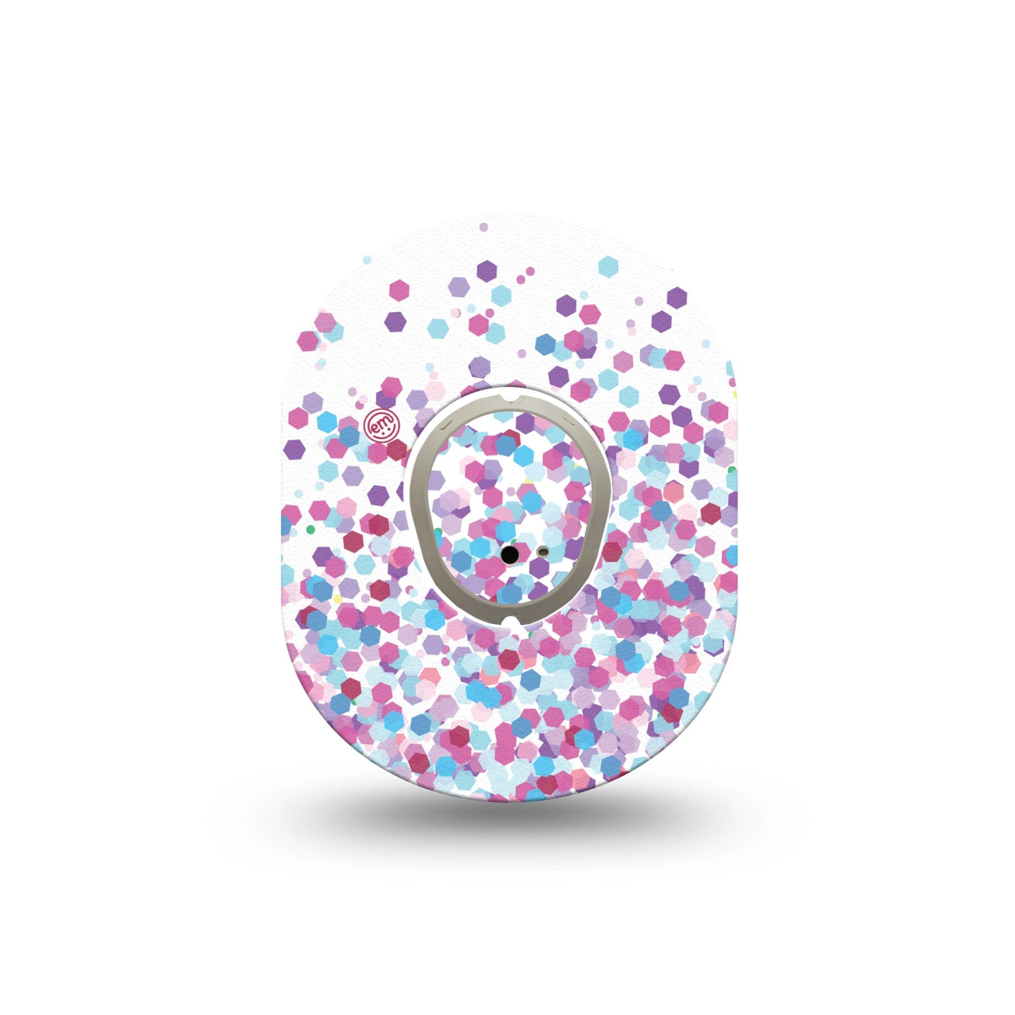 ExpressionMed Confetti Dexcom G7 Mini Tape, Dexcom Stelo Glucose Biosensor System, Single Tape and Single Sticker, Colorful Confettis, Patch Continuous Glucose Monitor Design