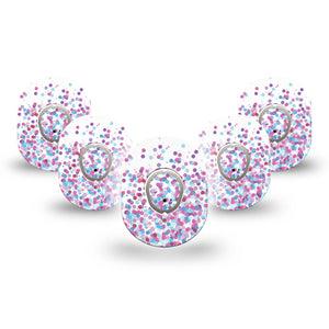 ExpressionMed Confetti Dexcom G7 Mini Tape, Dexcom Stelo Glucose Biosensor System, 5-Pack Tape and 5-Pack Sticker, Colored Small Papers, Patch Continuous Glucose Monitor Design