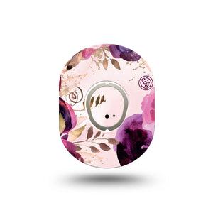 ExpressionMed Purple Bouquet Dexcom G7 Mini Tape, Dexcom Stelo Glucose Biosensor System, Single Tape and Single Sticker Purple Petals, Patch Continuous Glucose Monitor Design