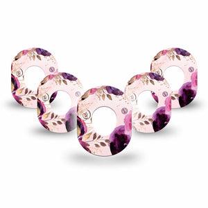 ExpressionMed Purple Bouquet Dexcom G7 Mini Tape 5-Pack Floral Corsage, CGM Overlay Patch Design, Dexcom Stelo Glucose Biosensor System