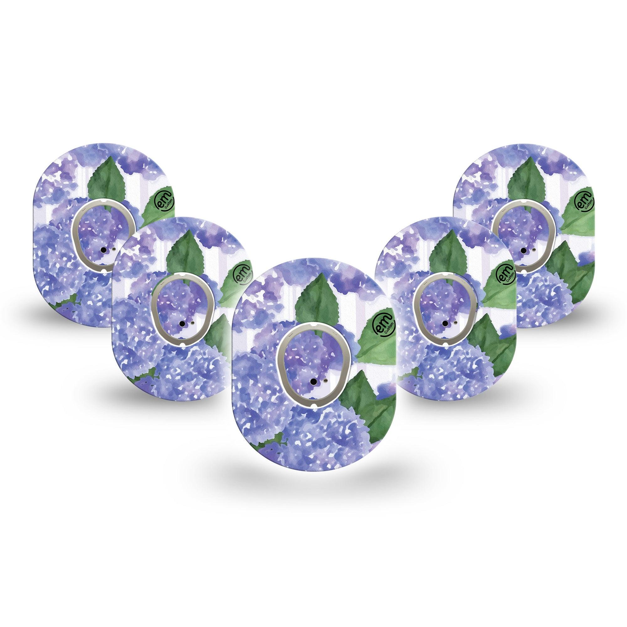 ExpressionMed Lavender Flowers Dexcom G7 Mini Tape, Dexcom Stelo Glucose Biosensor System, 5-Pack Tape and 5-Pack Sticker, Purple Floral Artwork, Patch Continuous Glucose Monitor Design