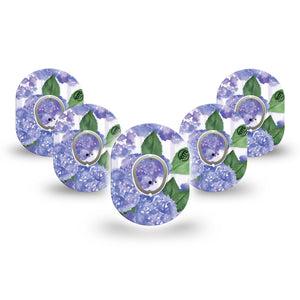 ExpressionMed Lavender Flowers Dexcom G7 Mini Tape, Dexcom Stelo Glucose Biosensor System, 5-Pack Tape and 5-Pack Sticker, Purple Floral Artwork, Patch Continuous Glucose Monitor Design