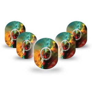 ExpressionMed Nebula Dexcom G7 Mini Tape, Dexcom Stelo Glucose Biosensor System, 5-Pack Tape and 5-Pack Sticker, Colorful Galaxy, Patch Continuous Glucose Monitor Design