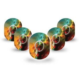 ExpressionMed Nebula Dexcom G7 Mini Tape, Dexcom Stelo Glucose Biosensor System, 5-Pack Tape and 5-Pack Sticker, Colorful Galaxy, Patch Continuous Glucose Monitor Design