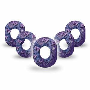 ExpressionMed Purple Butterfly Dexcom G7 Mini Tape 5-Pack Butterfly Artwork, CGM Plaster Patch Design, Dexcom Stelo Glucose Biosensor System