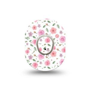 ExpressionMed Pastel Flower Dexcom G7 Mini Tape, Dexcom Stelo Glucose Biosensor System, Single Tape and Single Sticker Pale Flowers, Patch Continuous Glucose Monitor Design