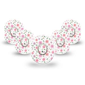 ExpressionMed Pastel Flower Dexcom G7 Mini Tape, Dexcom Stelo Glucose Biosensor System, 5-Pack Tape and 5-Pack Sticker Soft Petals, Patch Continuous Glucose Monitor Design