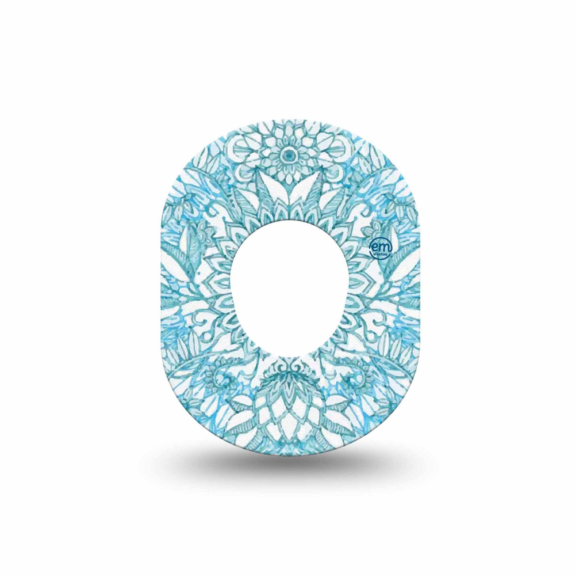 ExpressionMed Aqua Floral Dexcom G7 Mini Tape, Dexcom Stelo Glucose Biosensor System, Single Tape and Single Sticker Blue Blossoms Adhesive Tape CGM Design