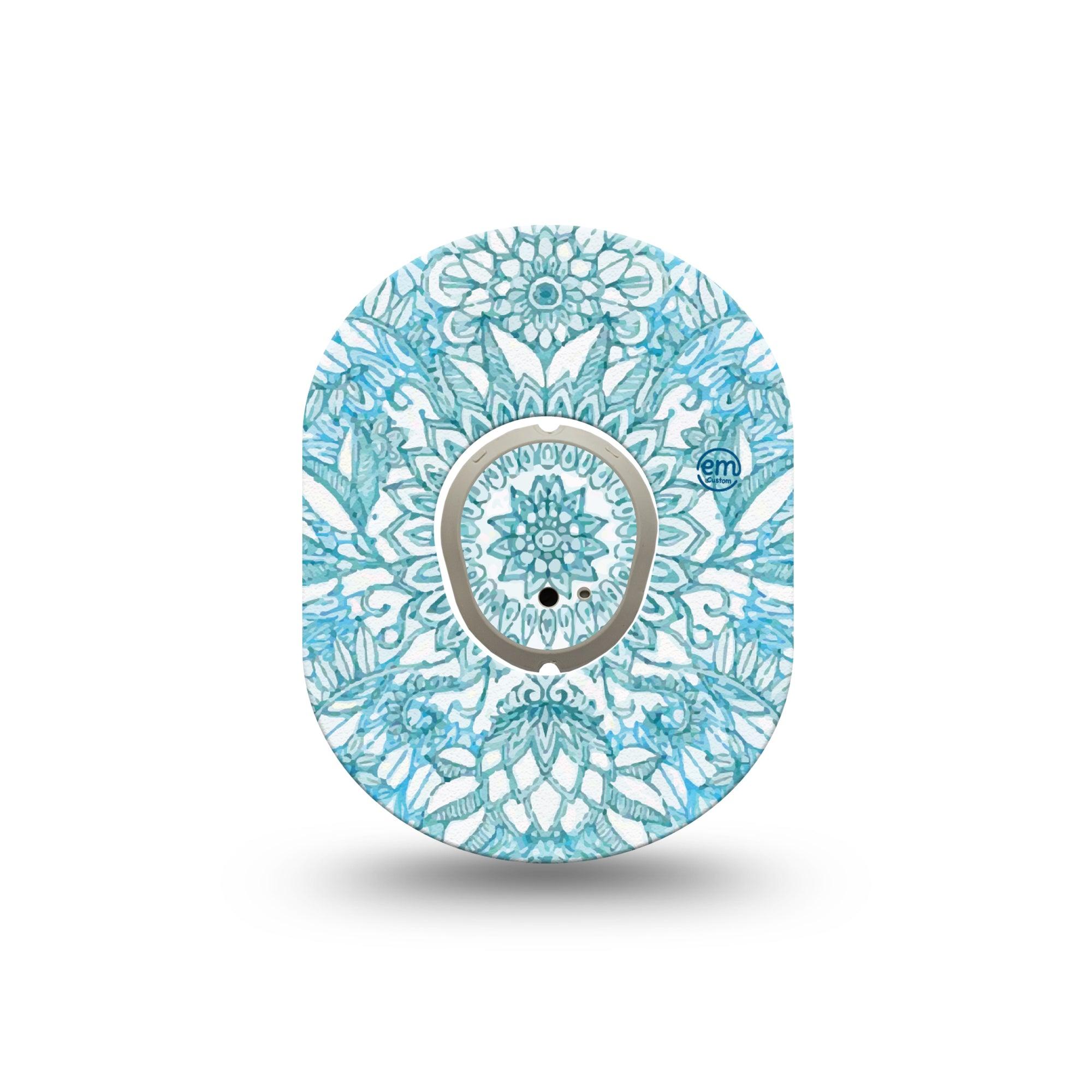 ExpressionMed Aqua Floral Dexcom G7 Mini Tape, Dexcom Stelo Glucose Biosensor System, Single Tape Aqua Blooms Adhesive Tape CGM Design