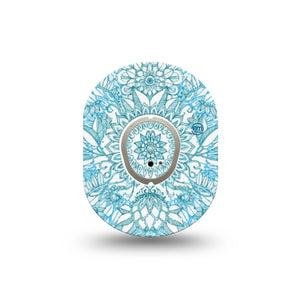 ExpressionMed Aqua Floral Dexcom G7 Mini Tape, Dexcom Stelo Glucose Biosensor System, Single Tape Aqua Blooms Adhesive Tape CGM Design