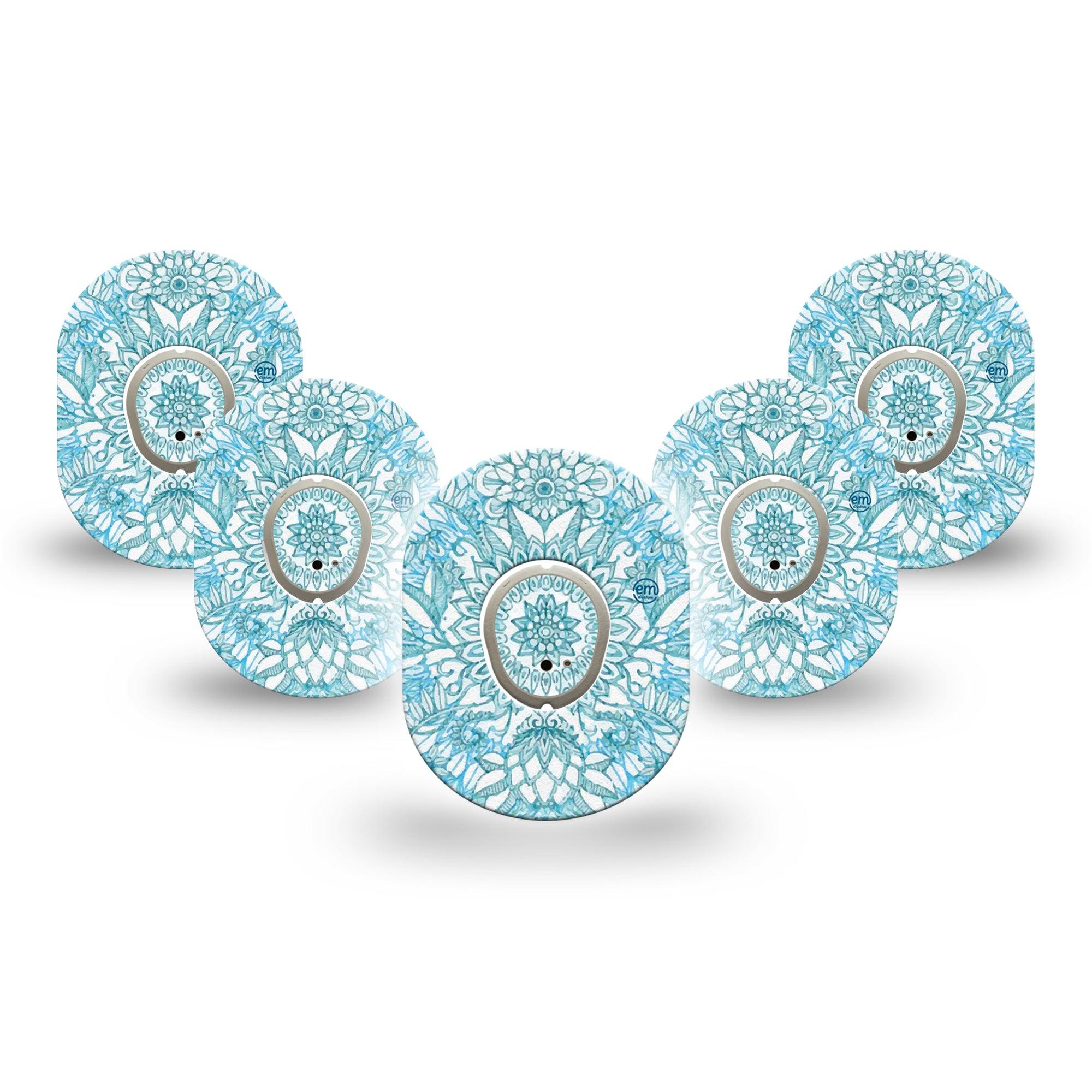 ExpressionMed Aqua Floral Dexcom G7 Mini Tape, Dexcom Stelo Glucose Biosensor System, 5-Pack Tape Watercolor Florals Adhesive Tape CGM Design