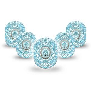 ExpressionMed Aqua Floral Dexcom G7 Mini Tape, Dexcom Stelo Glucose Biosensor System, 5-Pack Tape Watercolor Florals Adhesive Tape CGM Design