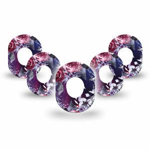 ExpressionMed Dark Rose Dexcom G7 Mini Tape, Dexcom Stelo Glucose Biosensor System, 5-Pack Tape, Roses Artwork, CGM Overlay Patch Design, Dexcom Stelo Glucose Biosensor System