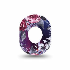 ExpressionMed Dark Rose Dexcom G7 Mini Tape, Dexcom Stelo Glucose Biosensor System, Single Tape, Purple Roses, CGM Fixing Ring Patch Design, Dexcom Stelo Glucose Biosensor System