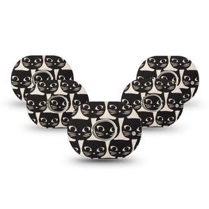 ExpressionMed Black Cats Dexcom G7 Mini Tape, Dexcom Stelo Glucose Biosensor System, 5-Pack Tape and 5-Pack Sticker, Cat Faces, CGM Plaster Patch Design, Dexcom Stelo Glucose Biosensor System