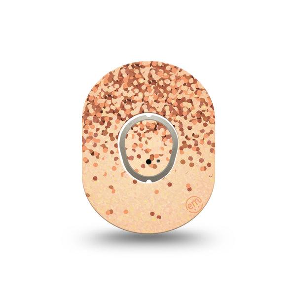 ExpressionMed Champagne Shimmer Dexcom G7 Mini Tape, Dexcom Stelo Glucose Biosensor System, Single Tape and Single Sticker, Drizzling Champagne, Patch Continuous Glucose Monitor Design