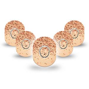 ExpressionMed Champagne Shimmer Dexcom G7 Mini Tape, Dexcom Stelo Glucose Biosensor System, 5-Pack Tape and 5-Pack Sticker, Glimmering Champagne, Patch Continuous Glucose Monitor Design