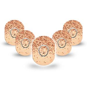 ExpressionMed Champagne Shimmer Dexcom G7 Mini Tape, Dexcom Stelo Glucose Biosensor System, 5-Pack Tape and 5-Pack Sticker, Glimmering Champagne, Patch Continuous Glucose Monitor Design