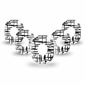 ExpressionMed B&W Drip Dexcom G7 Mini Tape, Dexcom Stelo Glucose Biosensor System, 5-Pack Tape, Ink Drop, CGM Plaster Patch Design, Dexcom Stelo Glucose Biosensor System