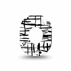ExpressionMed B&W Drip Dexcom G7 Mini Tape, Dexcom Stelo Glucose Biosensor System, Single Tape, Classic Ink Art, CGM Adhesive Patch Design, Dexcom Stelo Glucose Biosensor System
