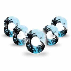 ExpressionMed Palmy Nights Dexcom G7 Mini Tape, Dexcom Stelo Glucose Biosensor System, 5-Pack Tape, Nature Sky Scenery, CGM Fixing Ring Patch Design, Dexcom Stelo Glucose Biosensor System