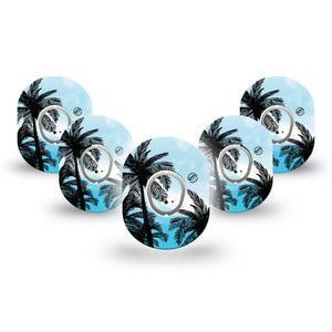 ExpressionMed Palmy Nights Dexcom G7 Mini Tape, Dexcom Stelo Glucose Biosensor System, 5-Pack Tape and 5-Pack Sticker, Nature Sky Scenery, Patch Continuous Glucose Monitor Design