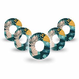 ExpressionMed Jungle Tropics Dexcom G7 Mini Tape, Dexcom Stelo Glucose Biosensor System, 5-Pack Tape, Forest Leaves, CGM Overlay Patch Design, Dexcom Stelo Glucose Biosensor System