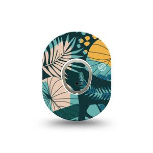 ExpressionMed Jungle Tropics Dexcom G7 Mini Tape, Dexcom Stelo Glucose Biosensor System, Single Tape and Single Sticker, Tropical Leaves, Patch Continuous Glucose Monitor Design