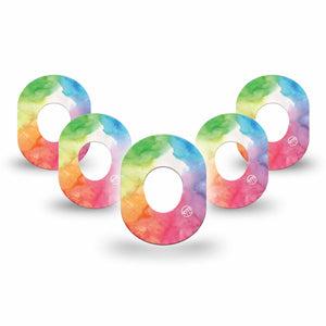 ExpressionMed Rainbow Clouds Dexcom G7 Mini Tape, Dexcom Stelo Glucose Biosensor System, 5-Pack Tape, Watercolored Clouds, CGM Fixing Ring Patch Design, Dexcom Stelo Glucose Biosensor System