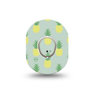 ExpressionMed Vintage Pineapple Dexcom G7 Mini Tape, Dexcom Stelo Glucose Biosensor System, Single Tape and Single Sticker, Yellow Fruits, Patch Continuous Glucose Monitor Design