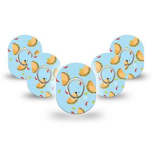 ExpressionMed Spicy Tacos Dexcom G7 Mini Tape 5-Pack Sticker and 5-Pack Tape Spicy Foods, CGM Adhesive Patch Design, Dexcom Stelo Glucose Biosensor System