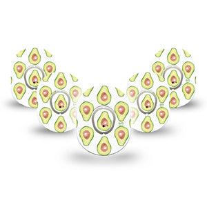 ExpressionMed Toastless Avocado Dexcom G7 Mini Tape 5-Pack and 5-Pack Sticker Nutritious Fruits, CGM Overlay Patch Design, Dexcom Stelo Glucose Biosensor System